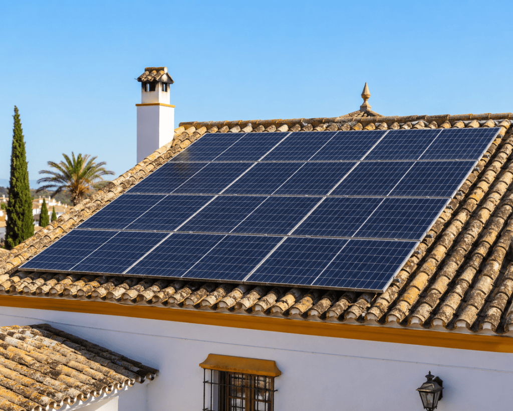 placas solares en un tejado gracias a instaladores de placas solares Sevilla
